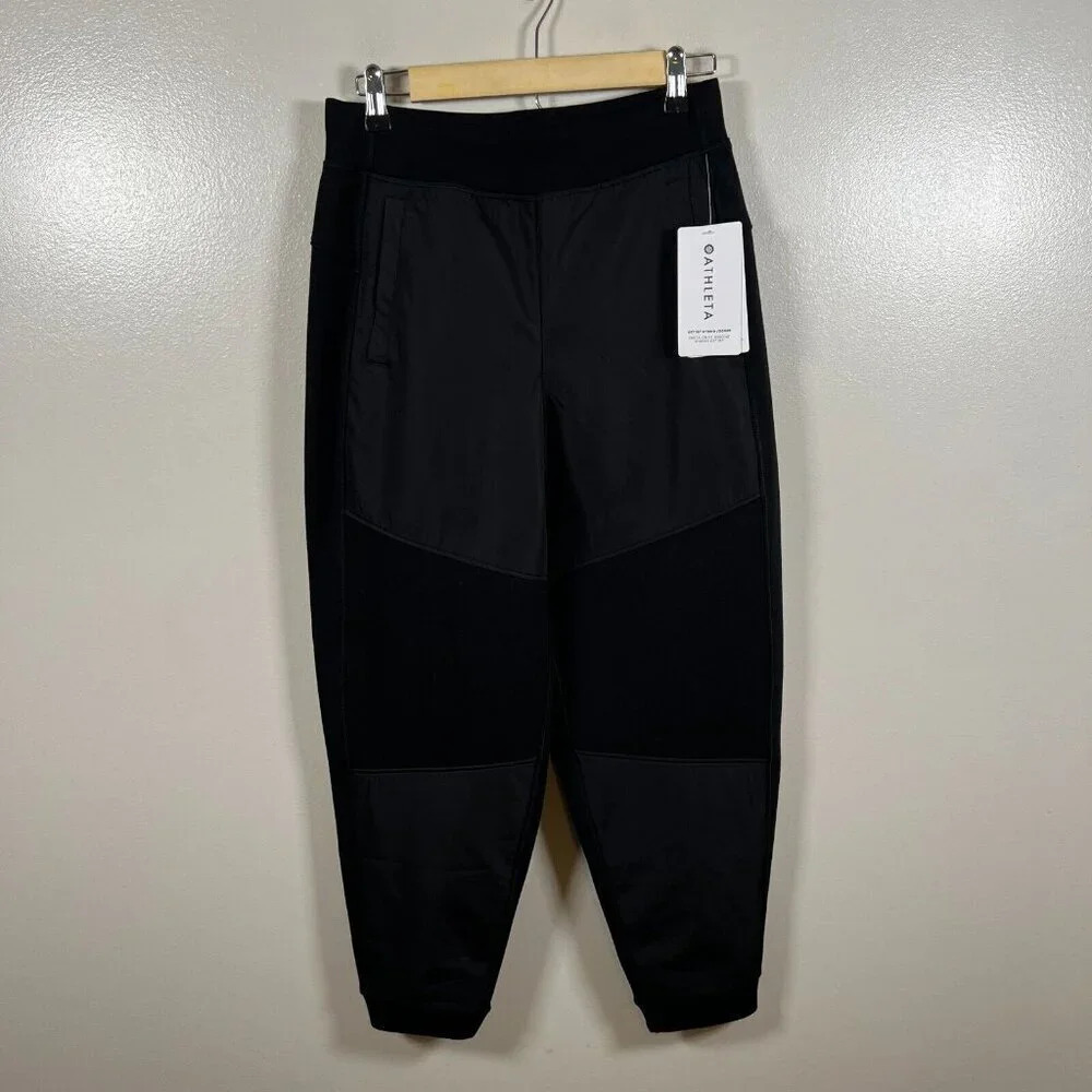 Athleta Get Set Hybrid Jogger Pants Size Small Black Athletic Travel Athleisure